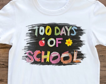 100 Days of School PNG, Kids school tee design, Kids png, Gift for teacher, Happy 100 Days png, Sublimation Design png, blackboard style