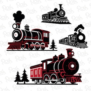 The North Pole Express Train Silhouette SVG Set, North Pole Express Train Clipart, North Pole Express Train SVG Bundle, Christmas SVG