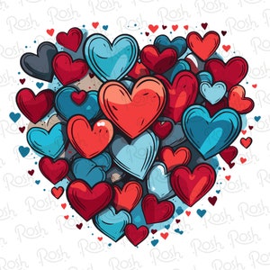 Valentine&#39;s Comic Style Heart PNG, Heart PNG, Cute Heart png, Valentine&#39;s Day Clipart, Valentine&#39;s Day Heart png, Love Hearts PNG