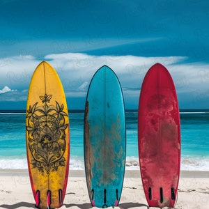 Retro strandsurfplanken, surfkunst aan de muur, poster Blue Coastal Surf Up, Ocean Art Print, esthetische slaapzaalinrichting, surfercadeau, retro surfen