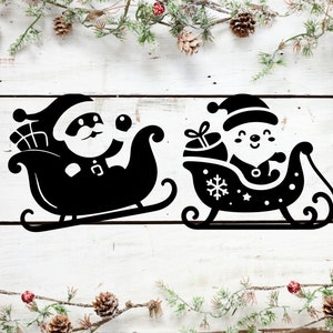 Cute Santa Sleigh Set, Sleigh SVG, PNG, Red Nose Design, Christmas Craft, Digital Download, Santa Sleigh, Christmas, Instant Download