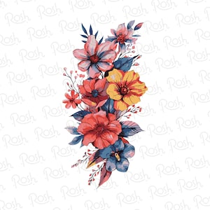 Bohemian Watercolor Flowers PNG, Abstract Flowers Clipart, Flowers ...
