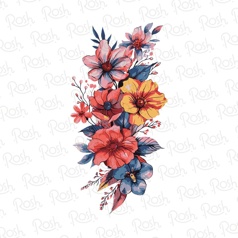 Bohemian Watercolor Flowers PNG, Abstract Flowers Clipart, Flowers ...