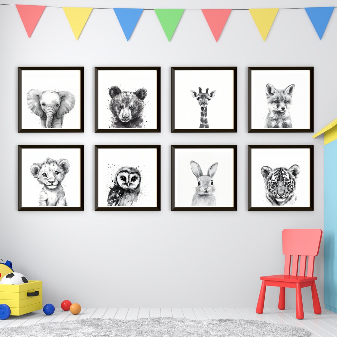 Cute Printable Baby Animal Prints for Nursery Wall Art JPG, Safari