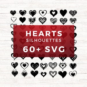 Heart Bundle SVG, Heart Cut Files, Digital Download, Heart clip art, 60+ Valentine&#39;s Day Heart SVG