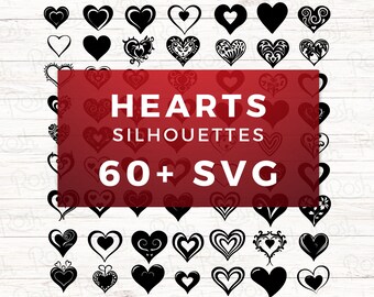 Heart Bundle SVG, Heart Cut Files, Digital Download, Heart clip art, 60+ Valentine's Day Heart SVG