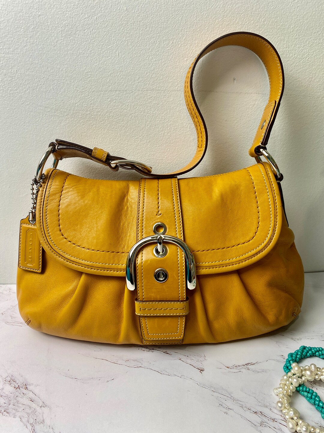 Coach Leather Satchel Shoulder Bag Mustard/yellow F15204 Etsy