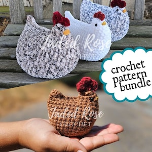 PAQUETE Patrón de Ganchillo: Pollo campestre de peluche y pollo campestre mini