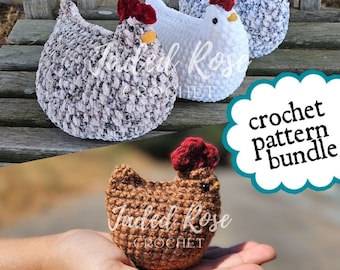 Crochet Pattern BUNDLE: Plush country chicken and mini country chicken