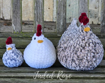 Crochet 3 pattern BUNDLE: Original, Medium, Small Plush Country Chicken