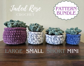 4 PATTERN BUNDLE: No Sew Crochet succulent plants, printer friendly version included