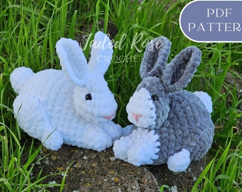 Crochet Pattern- Country Bunny, solid and tuxedo bunny