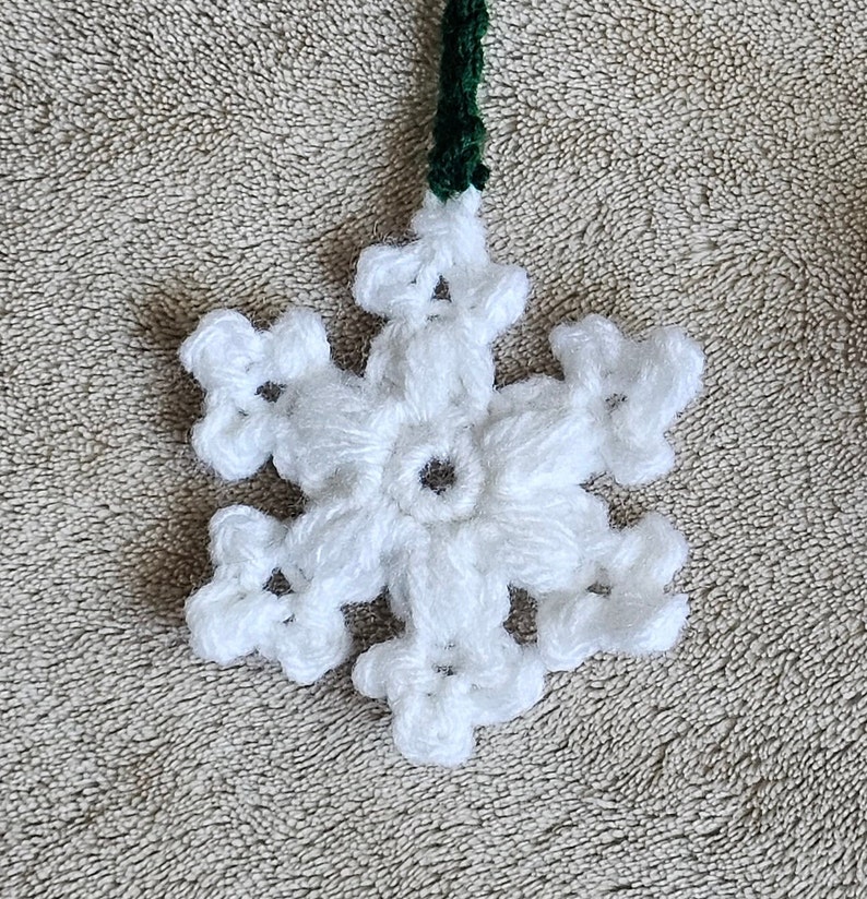 Crochet Pattern Holiday Coffee and snowflake car hanger, Christmas ornament, key chain, no-sew pattern image 2