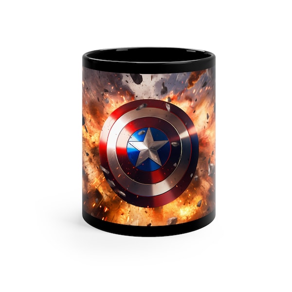 Captain America Logo 11oz Mug, Shield, Avengers, Superhero, Comic Book, Coffee, Gift, Marvel, Cup, First, Capt