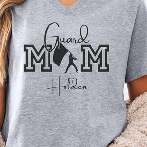 Personalized Color Guard Boy Mom VNeck, Custom Color Guard Mom Gift, Marching Band Shirt, High School Guard Mom Shirt, Guard Mom V Neck