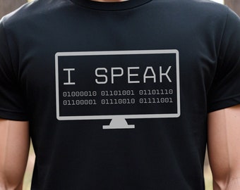 Funny Binary Code TShirt, I Speak Binary T-Shirt, Computer Engineer Tee, Gift for Computer Nerd, Coding T Shirt, Geek Gift, Programmer Shirt