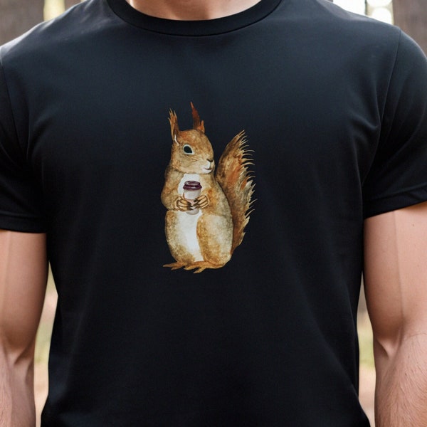 Coffee and Squirrel T Shirt, Coffee Lover TShirt, Squirrel Squad T-Shirt, Coffee Drinker Tee, Woodland Animal Shirt, Squirrel Lover Gift