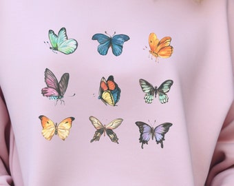 Womens Butterfly Sweatshirt, Minimalist Animal Graphic Shirt, Butterfly Lover Shirt, CottageCore Sweatshirt, Boho Graphic Shirt, Bug Shirt