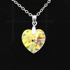 Swarovski  Birthstone Crystal AB pendant Necklace on 925 sterling silver plated chain, Swarovski Birthstone Crystals, SWA-clear-Necklace