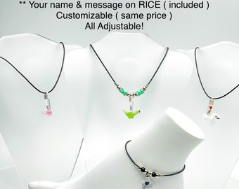 Rice Jewelry, Name on Rice Necklace, Custom anklet for women, Name on rice, Personalized Necklace, Bridesmaid gift, Good Luck Necklace, PL+