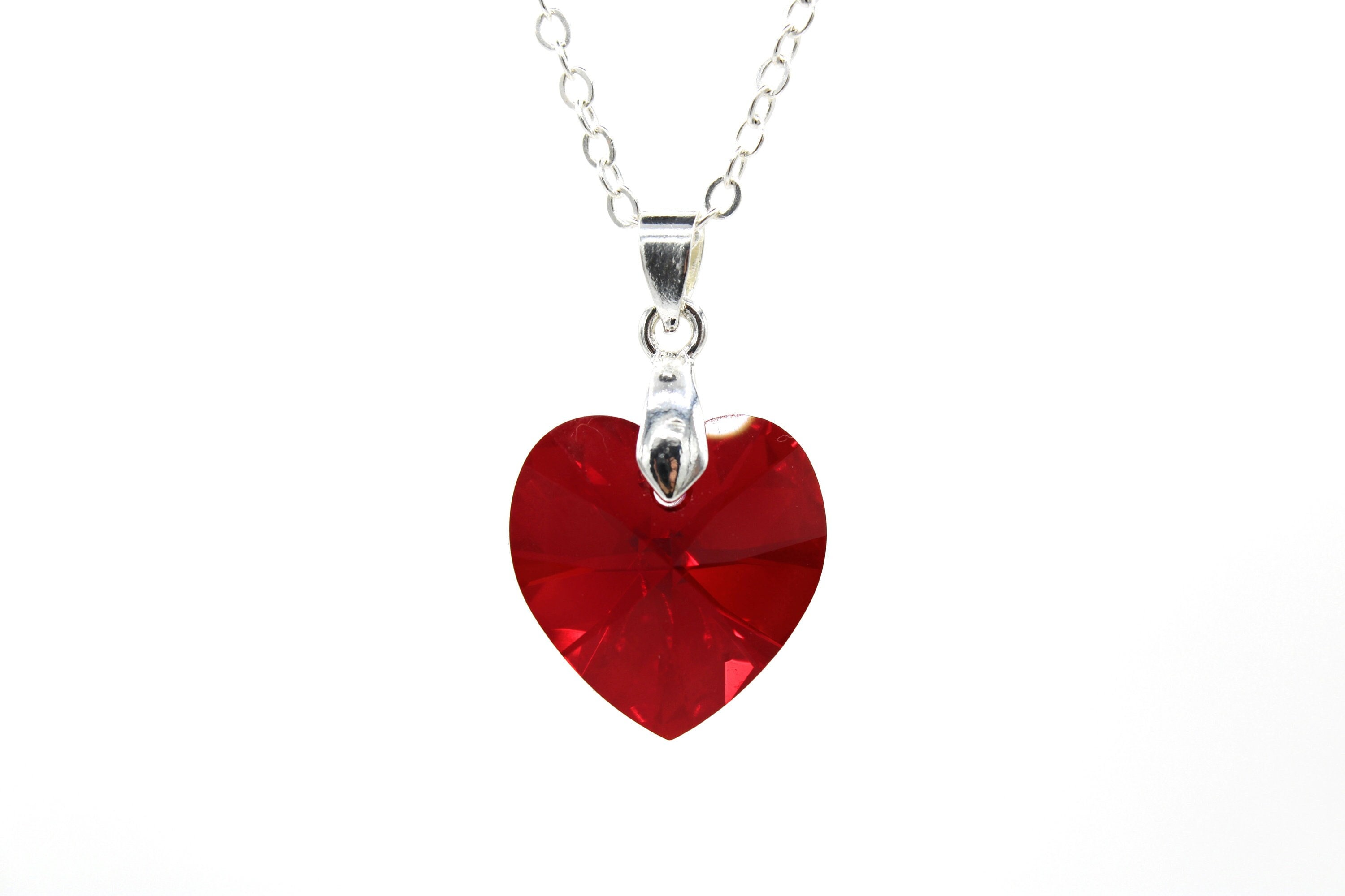 Red swarovski heart necklace - Etsy 日本