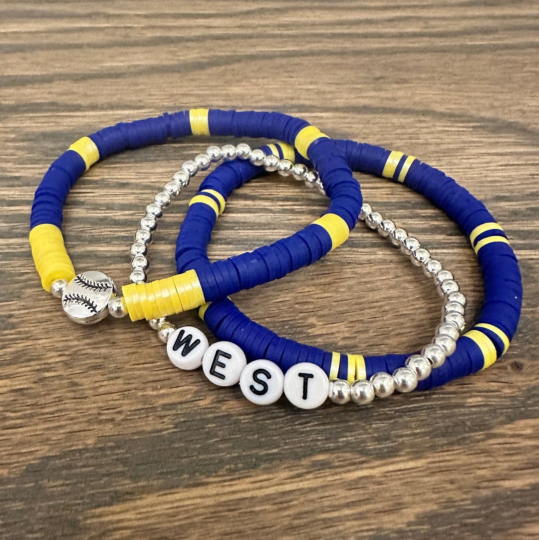 Baseball Bracelets SET OF 3 Baseball Team Bracelets Stackable Bracelet Sports Bracelet Beaded