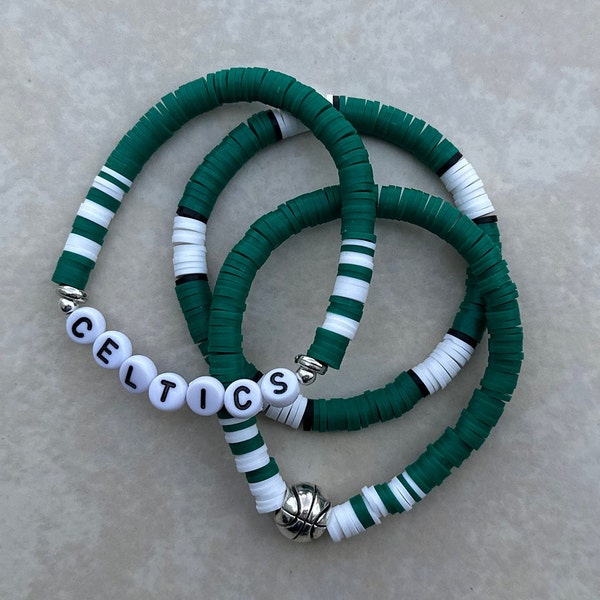 Boston Celtics Basketball Bracelets | SET OF 3 | Sports Bracelets | Team Bracelets | Sports Bracelet