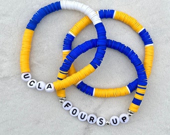 UCLA Bruins Bracelet Set: Handmade Heishi Bead Stack