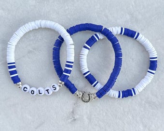 Indianapolis Colts Football Heishi Bead Bracelet Set | NFL Game Day Bracelets