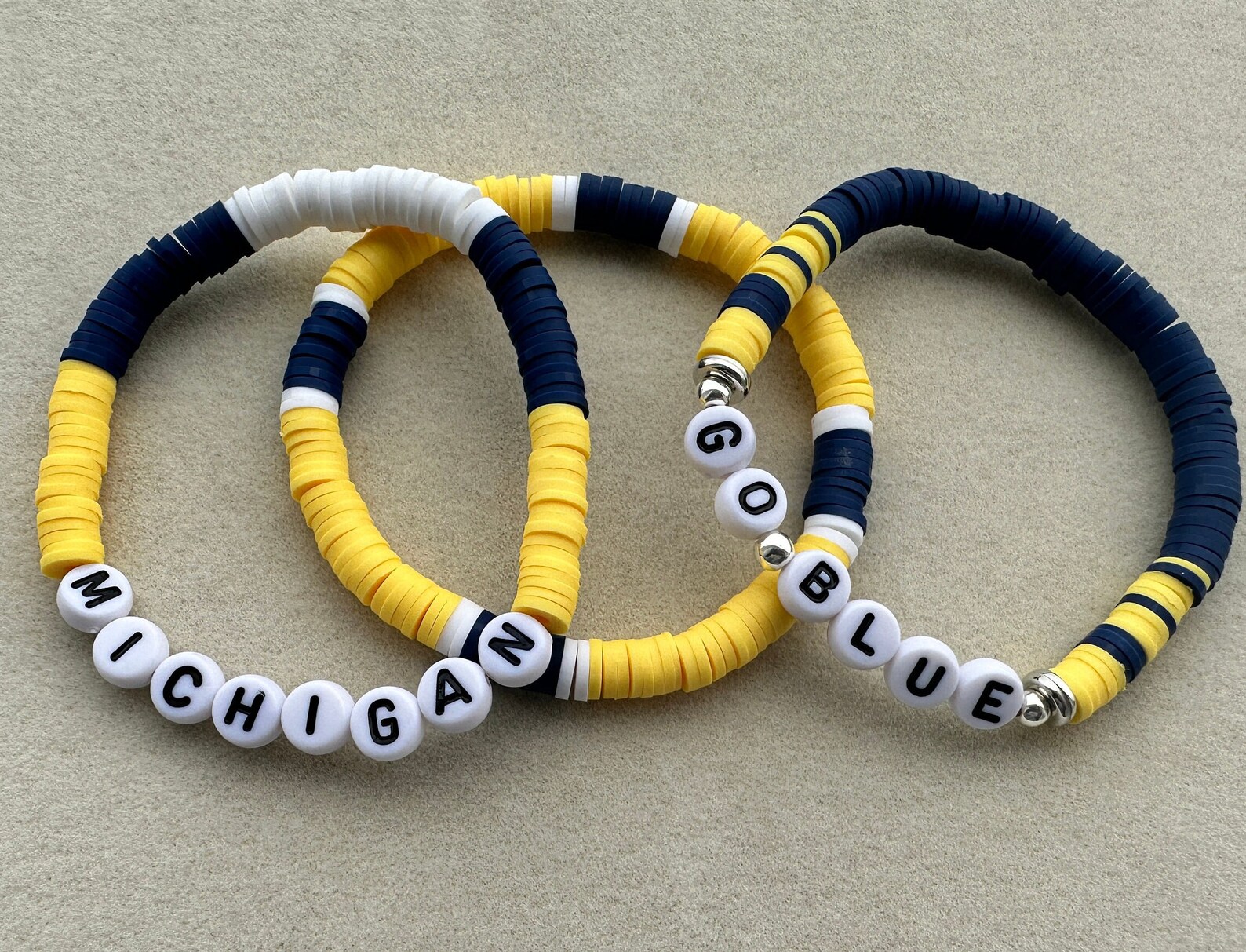 Michigan Bead Program Michigan Wolverines Heishi Bead Bracelet Set: Game Day Jewelry - Etsy