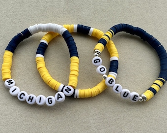 Michigan Wolverines Heishi Bead Bracelet Set: Game Day Jewelry