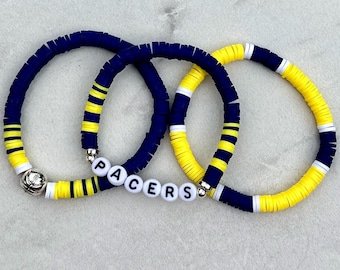 Indiana Pacers Basketball Bead Bracelet Set | NBA Game Day Team Bracelets