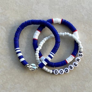 Los Angeles Dodgers Baseball Bracelets | SET OF 3 | Sports Bracelet | Personalized Bracelet