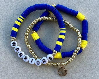 Golden State Warriors Basketball Bracelets | SET OF 3 | Sports Bracelets | Team Bracelets | Sports Bracelet