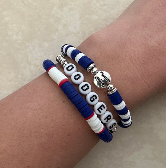 Los Angeles Dodgers Baseball Bracelet Set: MLB Heishi Bead Sports