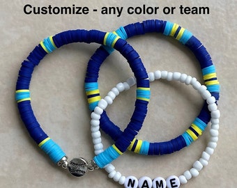 Baseball Bracelets | SET OF 3 | Baseball Team Bracelets | Stackable Bracelet | Sports Bracelet | Beaded Bracelet | Personalize Bracelet