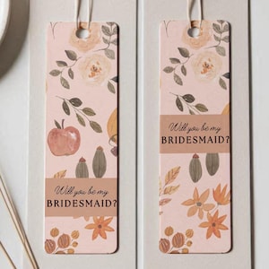 Duo De Marque-Pages De Demande De Demoiselle D'Honneur & Témoin Thème Automne, A Imprimer, Mariage, Facilement Personnalisable, Pour Proches