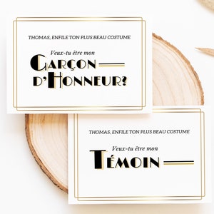 Ensemble de Templates Originaux Cartes de Demande Témoin & Garçon d'Honneur, À Imprimer, Pour Mariage, Prénom Facilement Personnalisable