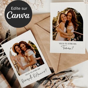 Template De Proposition De Demoiselles d'Honneur Et De Témoin Pour Mariage | Template CANVA Personnalisable DIY, Téléchargement Instantané