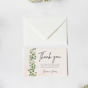 Carte De Remerciement Pour Mariage, Anglais, Modèle DIY, Thème Eucalyptus, Entièrement Personnalisable, Téléchargement Instantané