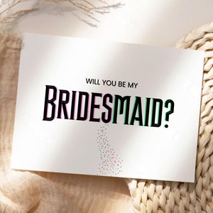 Carte Pour Demande Demoiselle d'Honneur Thème Film Wicked Personnalisable, À Imprimer, Pour Amies et Famille, Papeterie Mariage
