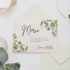 Carte De Remerciement Mariage Pour Invités, Thème Eucalyptus, Modèle Facilement Personnalisable, à imprimer, Téléchargement Instantané