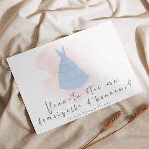 Carte de demande de demoiselle d'honneur imprimable et personnalisable pastelle et minimaliste mariage | Téléchargement numérique instantané