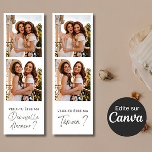 Duo De Marque-pages Pour Demande De Demoiselle d'Honneur et Témoin De Mariage Avec Photos, à Imprimer, Amies, Facilement Personnalisable