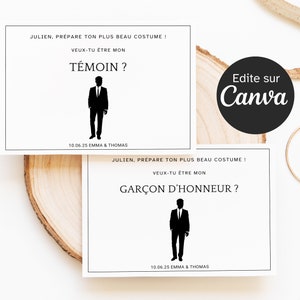 Cartes De Demande De Témoin Et Garçon D'Honneur Originale, Personnalisable Avec Prénom Et Date De L'Evénement, Téléchargement Instantané