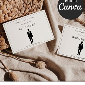 Cartes De Demande De Témoin & Garçon D'Honneur, À Imprimer, Carte Originale Pour Hommes, Personnalisable Avec Prénom Et Date De L'Evénement