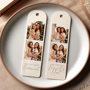Duo de Marque-pages Original Pour Demande De Demoiselle D'Honneur Et Témoin De Mariage Avec Photos, à Imprimer, Pour Amies ou Famille