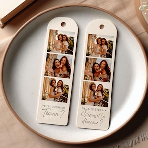 Marque-Pages Avec Trio De Photos pour Demande de Demoiselle D'Honneur et Témoin De Mariage  | Téléchargement Instantané, Produit Digital