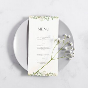 Menu De Mariage Champêtre Floral, Eucalyptus, Aquarelle, Produit Digital, Téléchargement Instantané