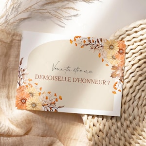 Cartes De Demande De Demoiselle D'Honneur, Modèle, Thème Automne, Mariage Automnale, Terracotta, Rouille | Produit Digital